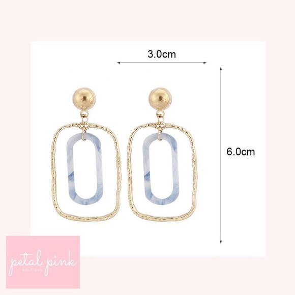 Chic Hollow Blue Acrylic Rectangle Dangle Drop Earrings - Picture 4 of 5